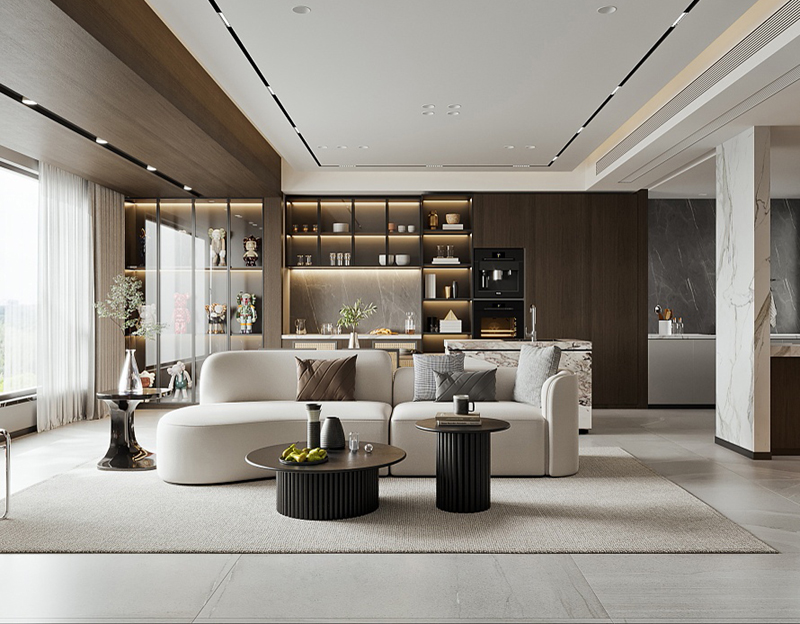 125平復(fù)式樓客廳輕奢裝修設(shè)計(jì)效果圖